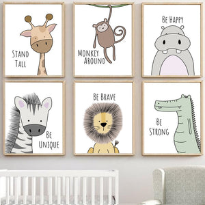 Be Brave Be Strong Stand Tall Children's Room Cute Canvas Painting (Small)