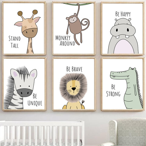 Be Brave Be Strong Stand Tall Children's Room Cute Canvas Painting (Large)