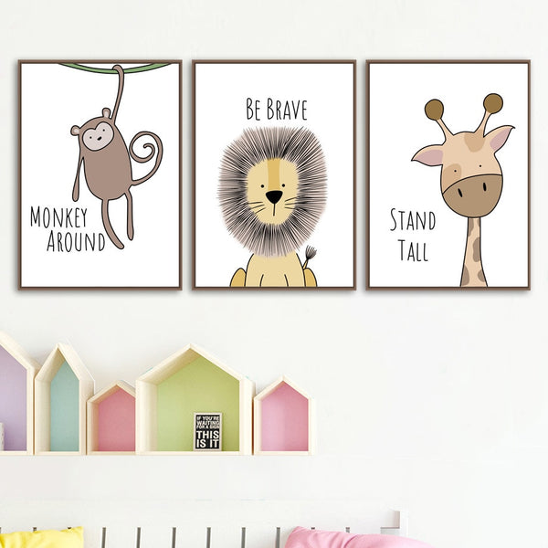 Be Brave Be Strong Stand Tall Children's Room Cute Canvas Painting (Medium)