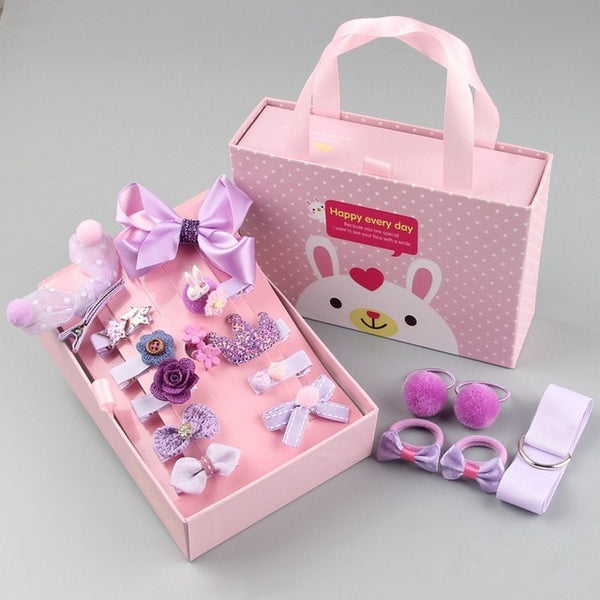 18Pcs Baby Little Girl Hair Accessories Princess Gift Set with Pretty Gift Bag