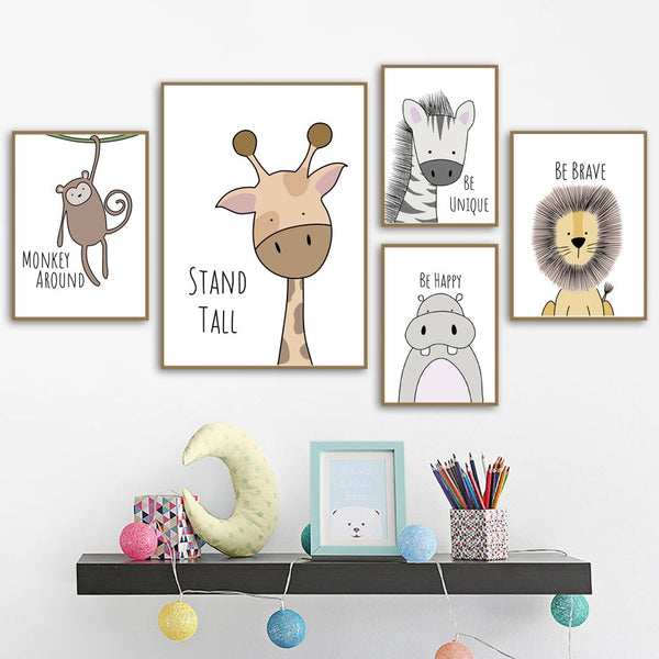 Be Brave Be Strong Stand Tall Children's Room Cute Canvas Painting (Medium)