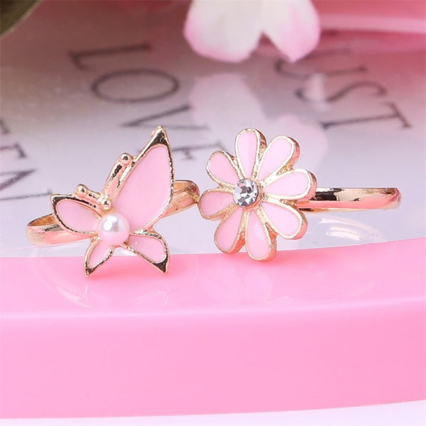 36pcs Little Girl Gift with Heart Box, Cute Jewelry Adjustable Rings in Box, Girl Pretend Play and Dress up Rings