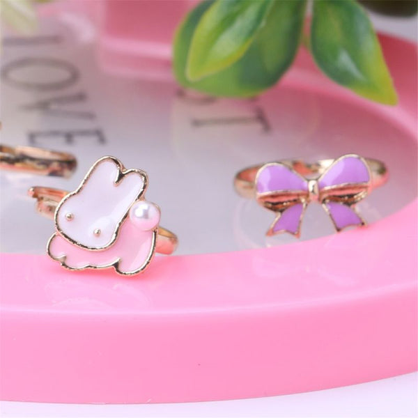 36pcs Little Girl Gift with Heart Box, Cute Jewelry Adjustable Rings in Box, Girl Pretend Play and Dress up Rings