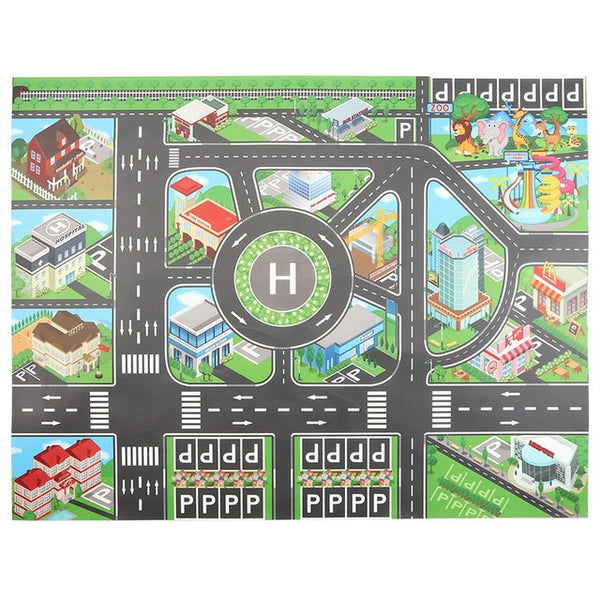 Large 130*100cm Kids Simulation Play Mats City Traffic Play Mats Large Urban Traffic Track Rules Parking Lot Scene Simulation Play Mats Toy For Baby Toddlers