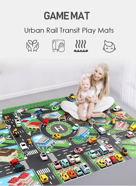 Large 130*100cm Kids Simulation Play Mats City Traffic Play Mats Large Urban Traffic Track Rules Parking Lot Scene Simulation Play Mats Toy For Baby Toddlers