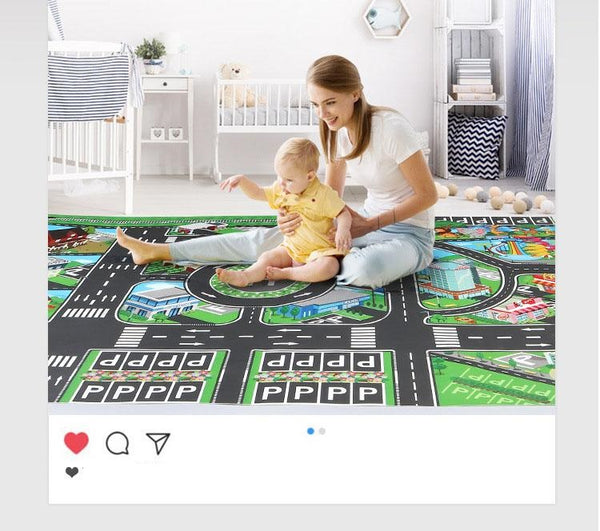 Large 130*100cm Kids Simulation Play Mats City Traffic Play Mats Large Urban Traffic Track Rules Parking Lot Scene Simulation Play Mats Toy For Baby Toddlers