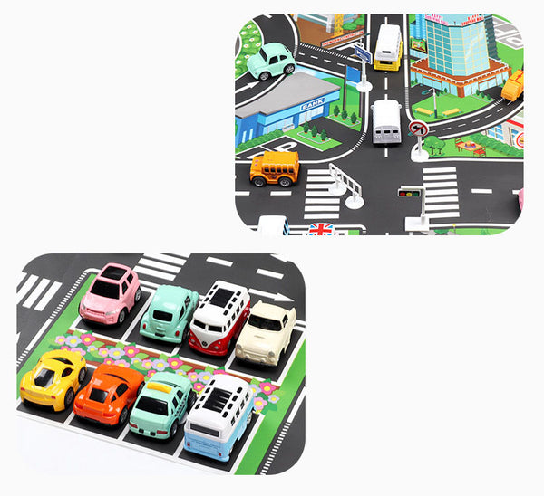 Large 130*100cm Kids Simulation Play Mats City Traffic Play Mats Large Urban Traffic Track Rules Parking Lot Scene Simulation Play Mats Toy For Baby Toddlers