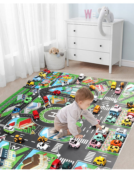 Large 130*100cm Kids Simulation Play Mats City Traffic Play Mats Large Urban Traffic Track Rules Parking Lot Scene Simulation Play Mats Toy For Baby Toddlers