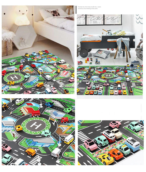 Large 130*100cm Kids Simulation Play Mats City Traffic Play Mats Large Urban Traffic Track Rules Parking Lot Scene Simulation Play Mats Toy For Baby Toddlers