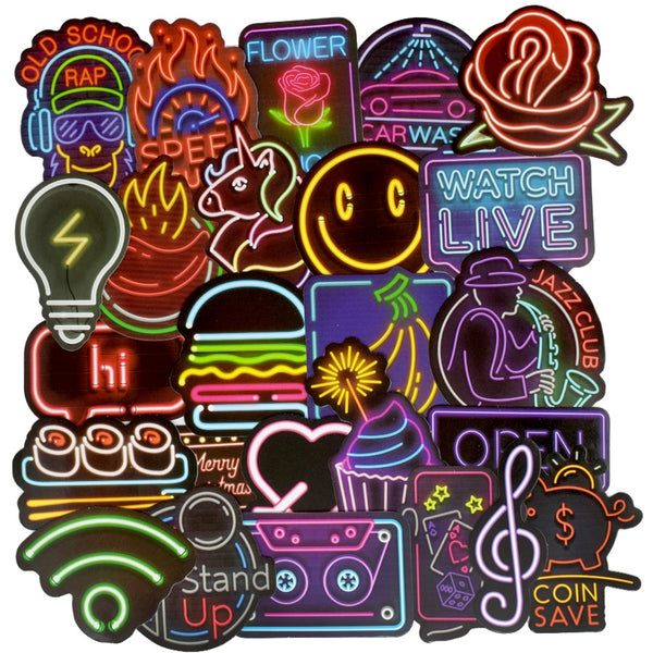 50 PCS Neon Light Sticker Anime Icon