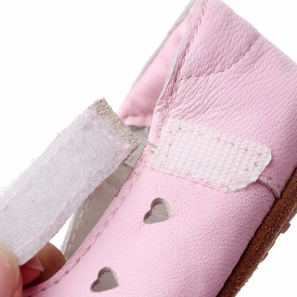 Pretty, Heart-Shaped Baby Girls Shoes, Genuine Leather, Handmade